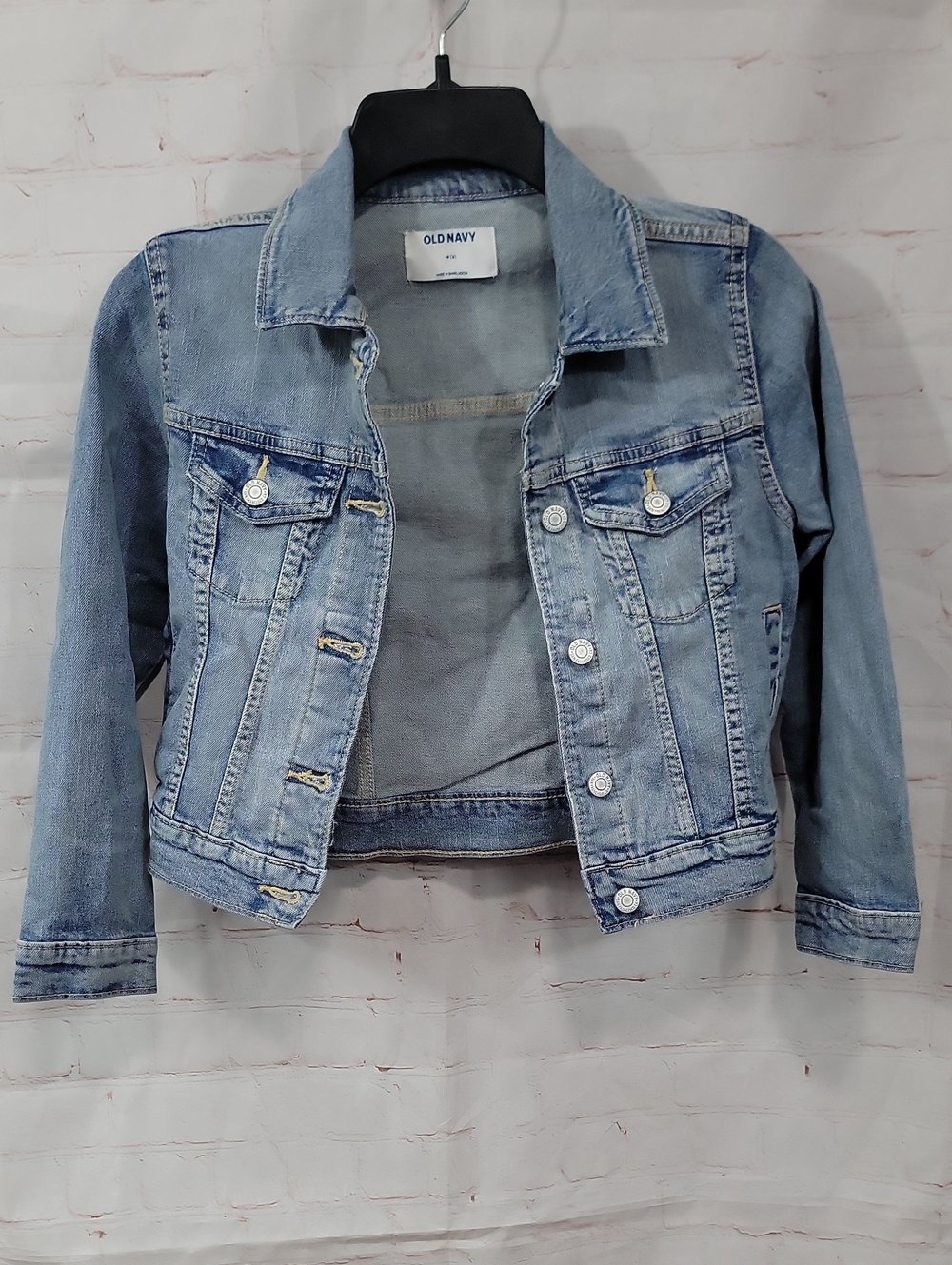 Old Navy Faded Light Blue Cropped Denim Jacket